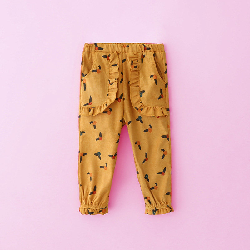 Girl Foreign Pie Casual Pants Baby Spring Autumn Couture light Core suede Carrot Three Leaves Grass Beam long pants Trousers Light Cage Pants