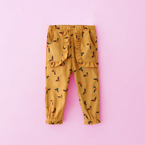 Girls foreign casual pants baby spring and autumn childrens clothing corduroy carrot Clover bunch foot trousers bloomers