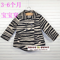 Foreign trade childrens clothing female baby Newborn zebra stripe hooded fleece windbreaker baby coat spring and autumn