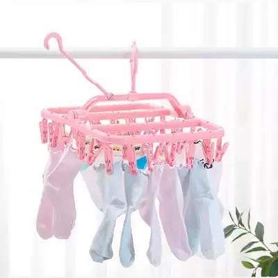 Hanging socks hangers multi-clip household disc underwear baby windproof adult 32 clip children multi-function drying rack