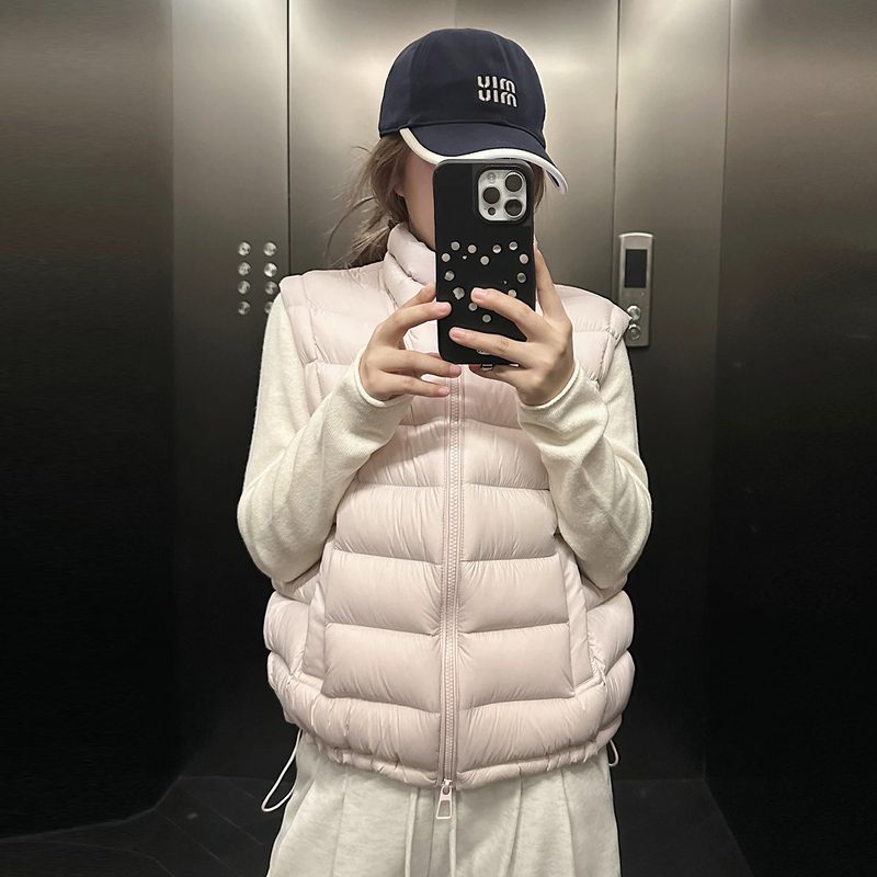 Women's Ribbed down Cotton Vest 2026 Autumn and Winter New Korean Style Versatile Sleeveless Jacket Student Short Coat