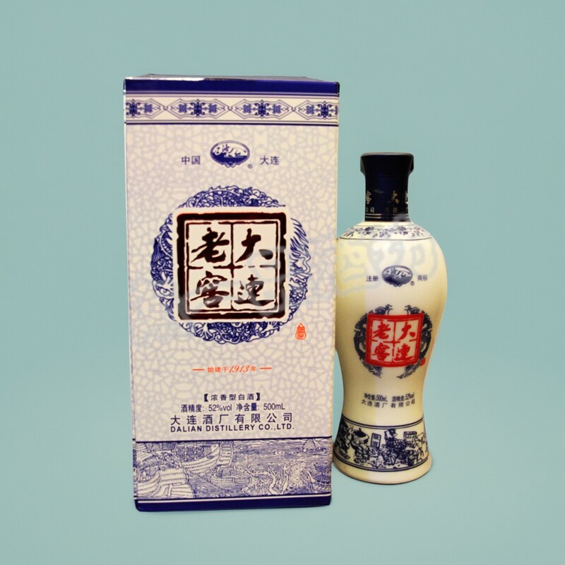 大连特产大连酒厂辽海牌大连老窖青花瓷52度浓香型纯粮酿制500ml评价