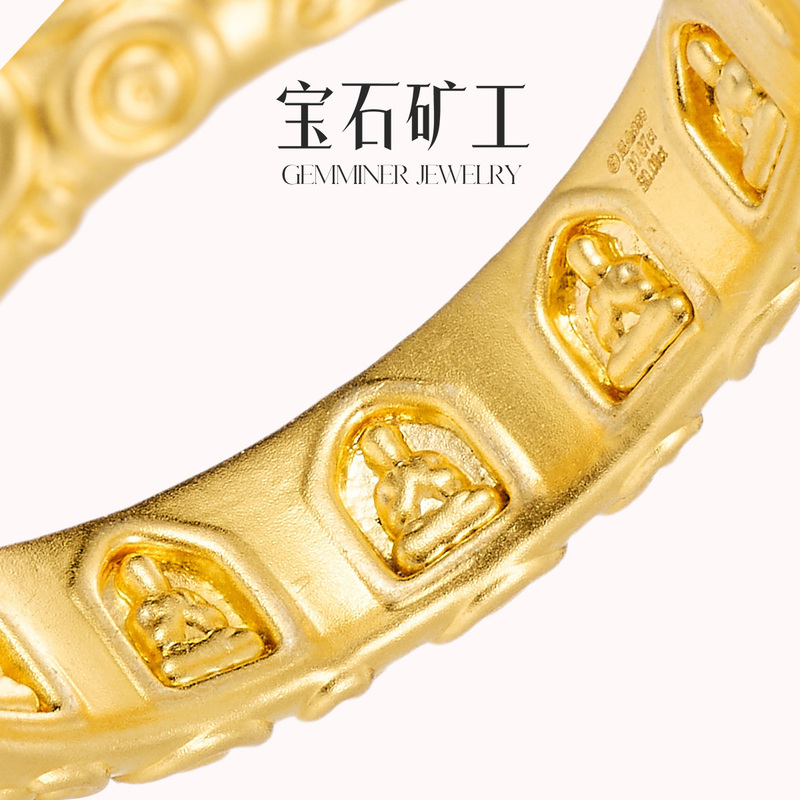 In-Stock Gemstone Miner Gold Rings from the "Thousand Buddha Cave" Series, Featuring Emeralds and Sapphires, 5D Stacked Gold Rings