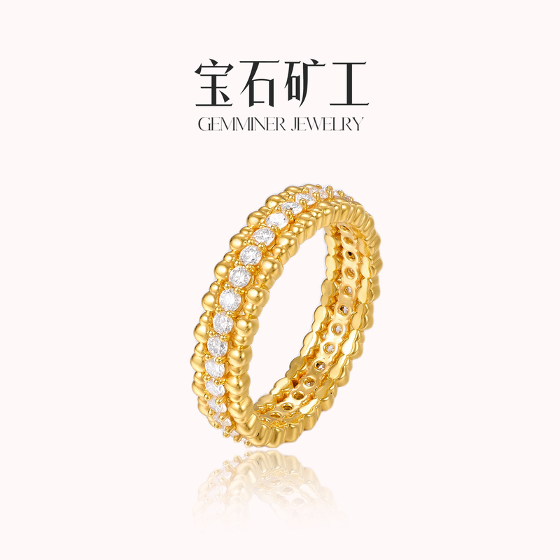 New Arrivals! Gemstone Miner Doudou Pure Gold Natural Diamond Ring, Gold Band Ring, Versatile and Perfect for Any Occasion