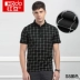Áo sơ mi nam tay ngắn màu đỏ đậu mùa hè mới kinh doanh bình thường nam cotton lụa kẻ sọc áo polo nam đẹp Polo