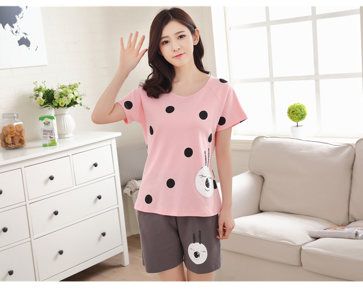 Mùa hè đồ ngủ phụ nữ mùa hè cotton ngắn tay mùa hè đồ ngủ nữ quần short dễ thương phần mỏng phục vụ nhà phù hợp với