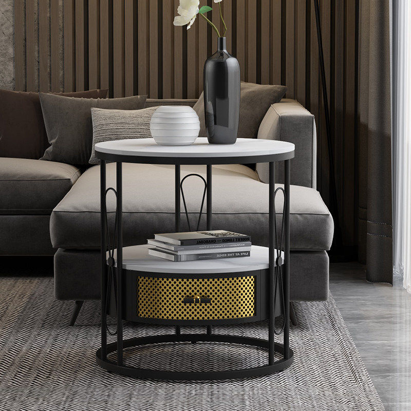 Light luxury living room sofa side table high-end Nordic net red modern minimalist corner cabinet bedside small round table coffee table