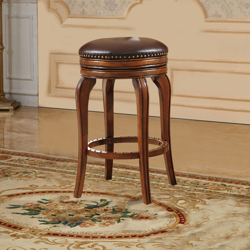 American solid wood bar stool bar stool bar chair home European style stools high footstool casual minimalist solid wood round stool