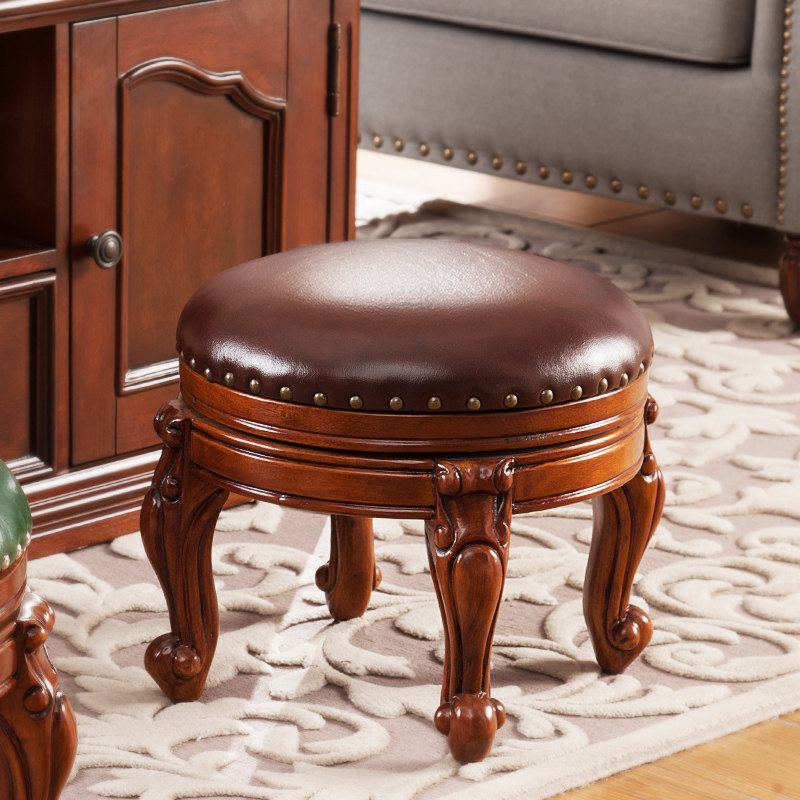 American-style solid wood small round stool can be rotated European-style small square stool small round pier coffee table stool changing shoes low stool living room small stool
