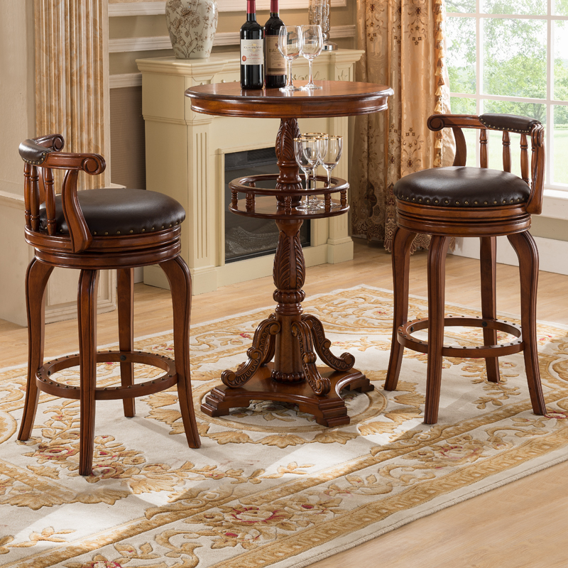 American bar chair solid wood bar chair stool bar table home American bar stool backrest bar chair rotating high stool