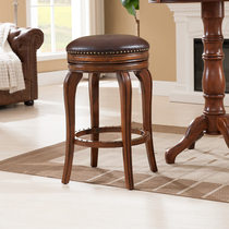 Bar solid wood bar bench coffee wood bar stool KTV solid wood round stool bar chair high foot stool casual simple