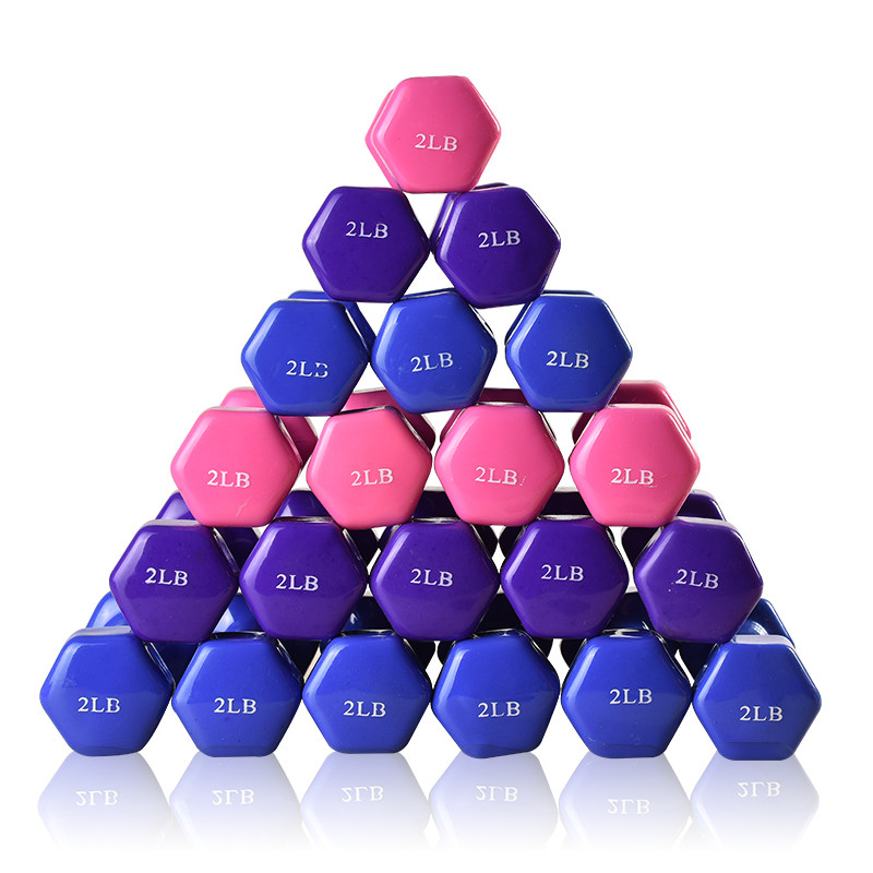 Women's plastic-soaked dumbbells export original order processing inventory 2LB-9LB fitness equipment for arm muscle training colorful plastic package