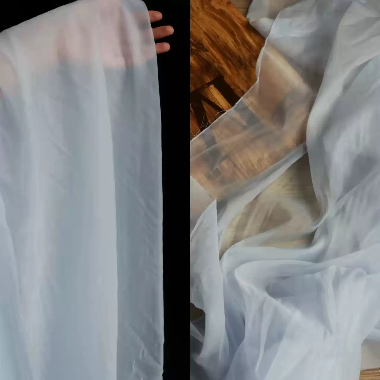 静谧蓝色柔雾纱内衬用亲肤柔软透气轻纱料汉服襦裙防晒衣服面料, image size:1280x1280