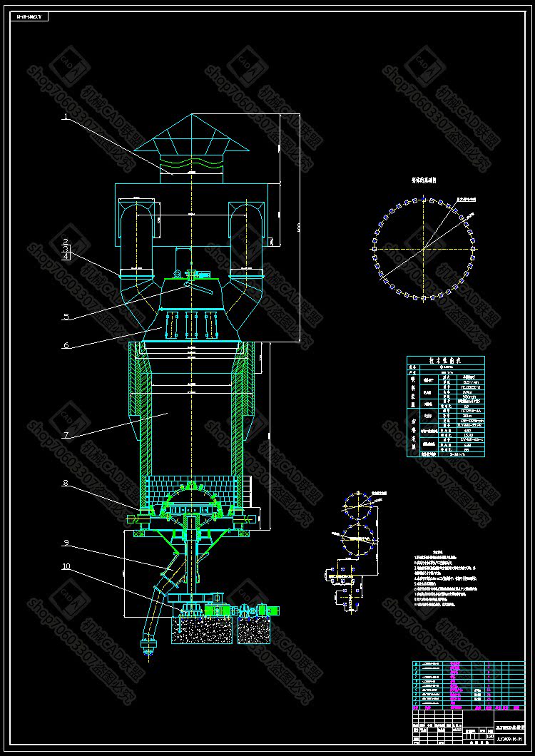 JLY3809 mechanical shaft kiln overall and transmission parts design CAD drawings mechanical equipment drawings design