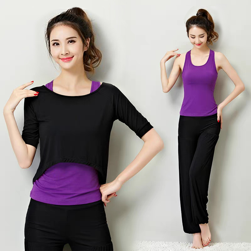 Yoga Clothing Set for Women, Summer Professional Fitness Clothing, Sports Modal Long-Sleeved Loose Large Size Beginner Dance Clothing