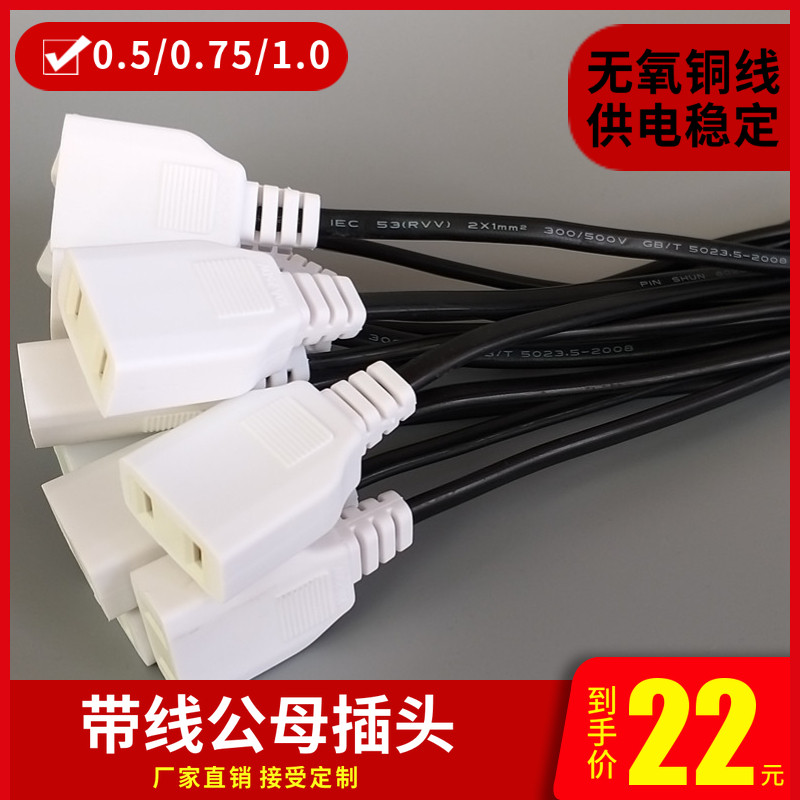 Female plug with wire, 2-hole female plug, monitoring waterproof box, power female plug, 220v female plug, two-pin socket