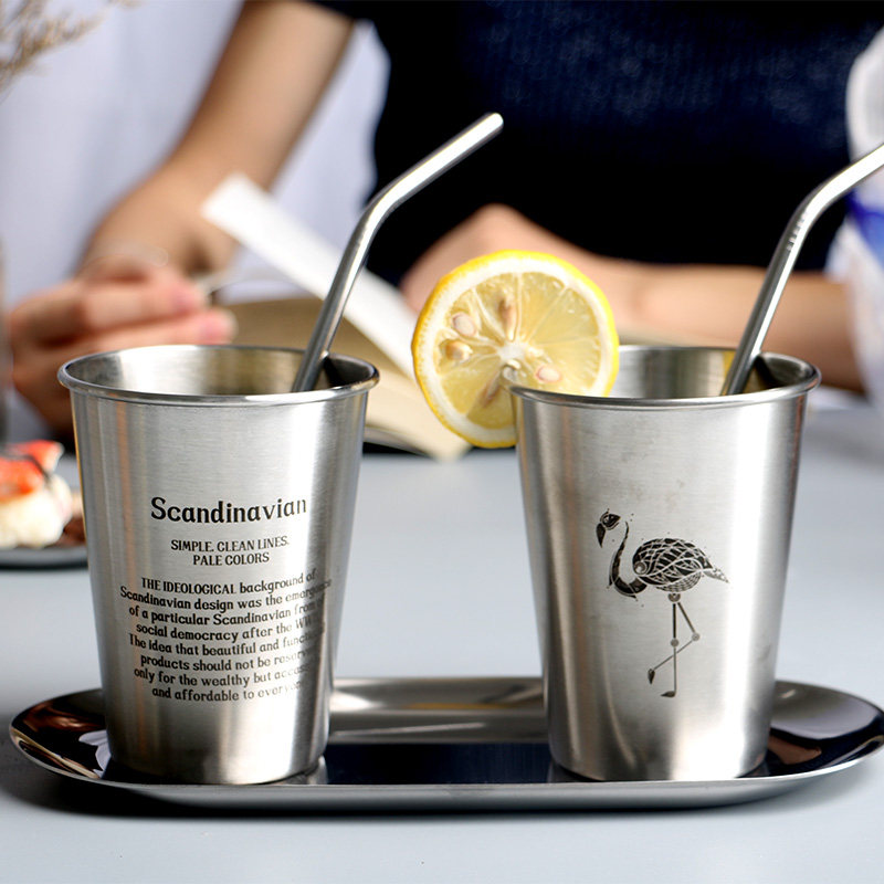 304 stainless steel beer glass juice glass cold drink cup water glass ice grain cup children's drop-proof cup