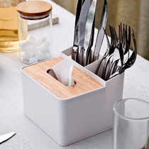 Household living room restaurant tea room thickened solid wood cover multi-functional drawer box remote control knife and fork spoon chopsticks restaurant