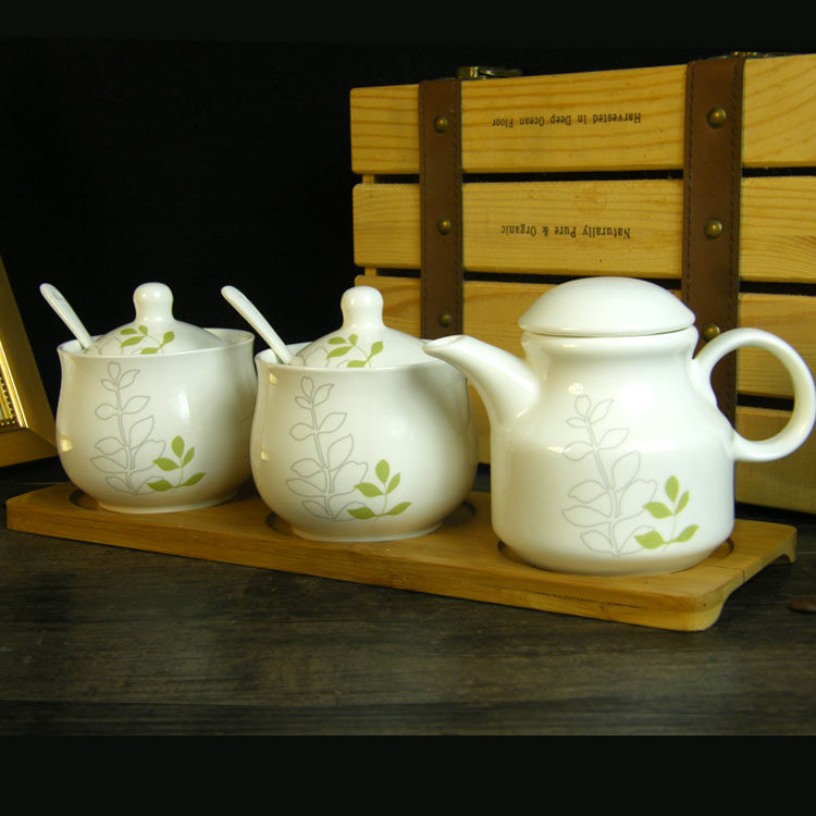 Kitchen supplies seasoning box seasoning jar set ceramic seasoning jar ceramic seasoning jar salt jar sugar jar