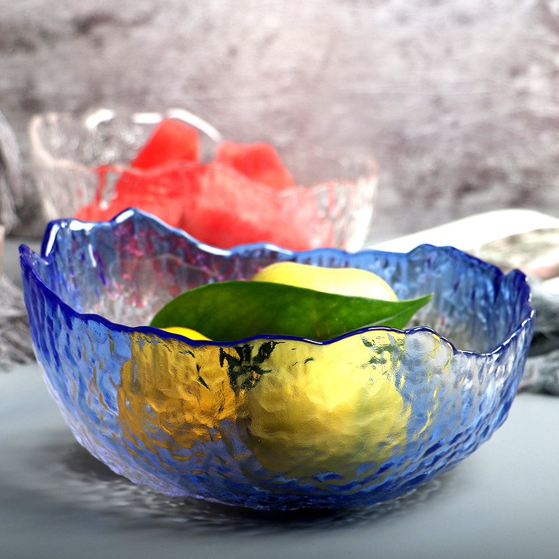 Glass bowl large transparent salad bowl soup bowl instant noodle bowl tableware fruit plate dried fruit plate