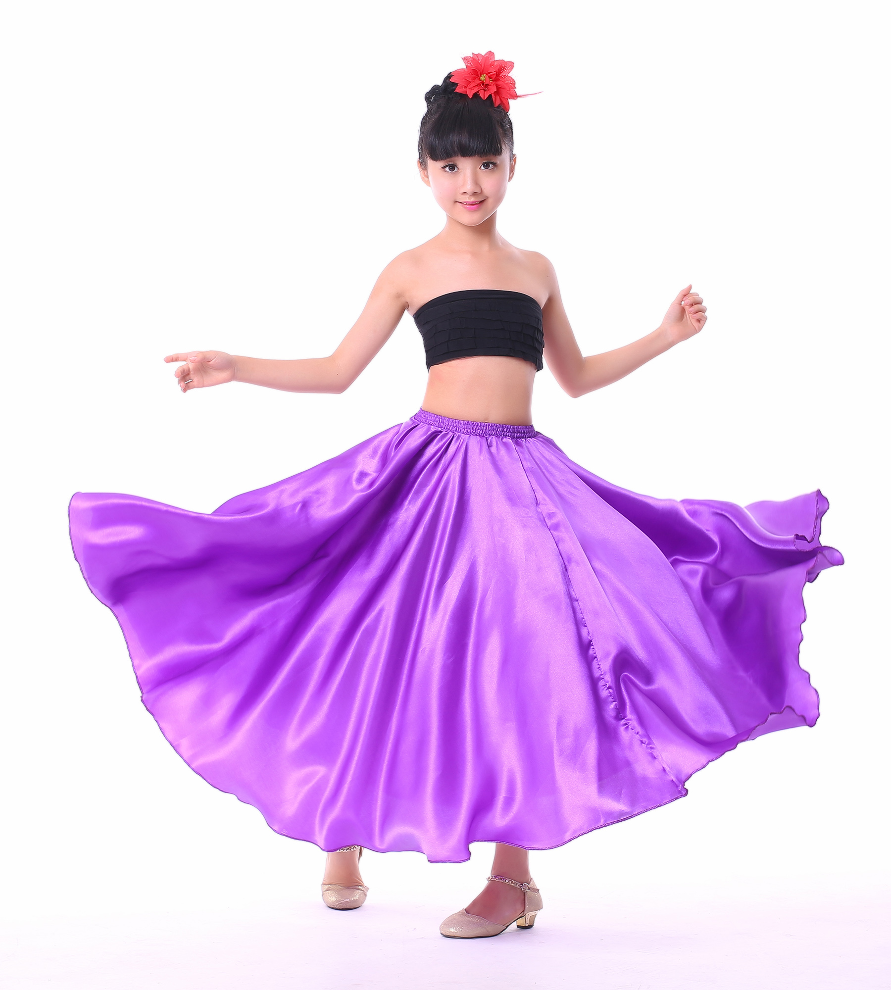 Trẻ em thực hiện trang phục Tây Ban Nha bulldance váy sieok sie trên mở khiêu vũ váy hiệu suất giai đoạn váy cô gái.