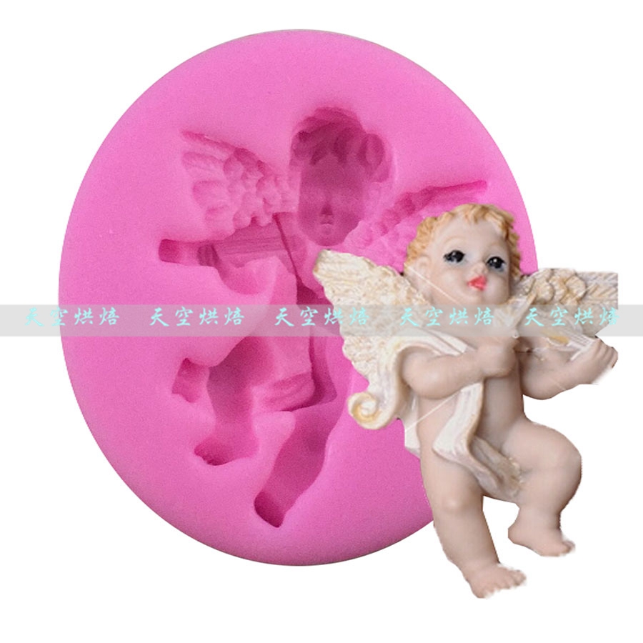 DIY khuôn mẫu ba chiều thiên thần fondant silicone khuôn silicone lỏng khuôn mềm gốm thủ công vải xà phòng khuôn bánh bao