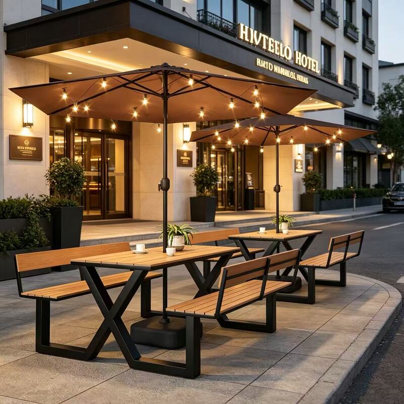 Outdoor Integrated Table and Chair Set with Backrest, Suitable for Coffee and Milk Tea, Leisure Seating for Tourist Areas and Commercial Streets