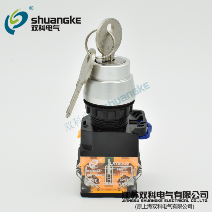Jiangsu Shuangke Electric LAY50-22DX-11Y two-speed self-locking key button switch with VAT invoice