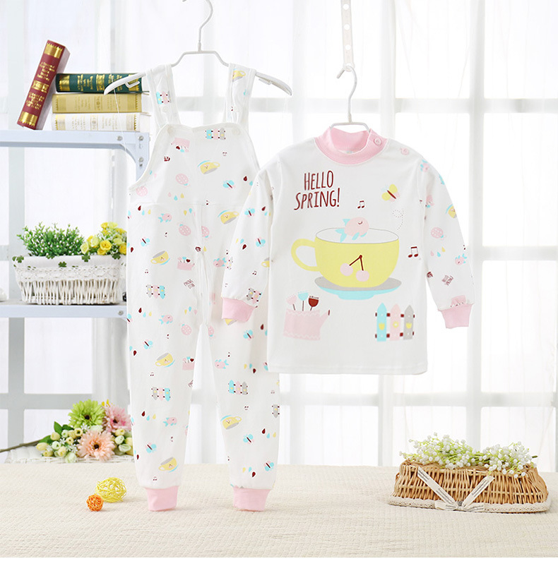 Chàng trai và cô gái cotton mở bib phù hợp với trẻ em cotton mùa thu quần dài quần bé chăm sóc bụng lưng quần pyjama quần áo trẻ con