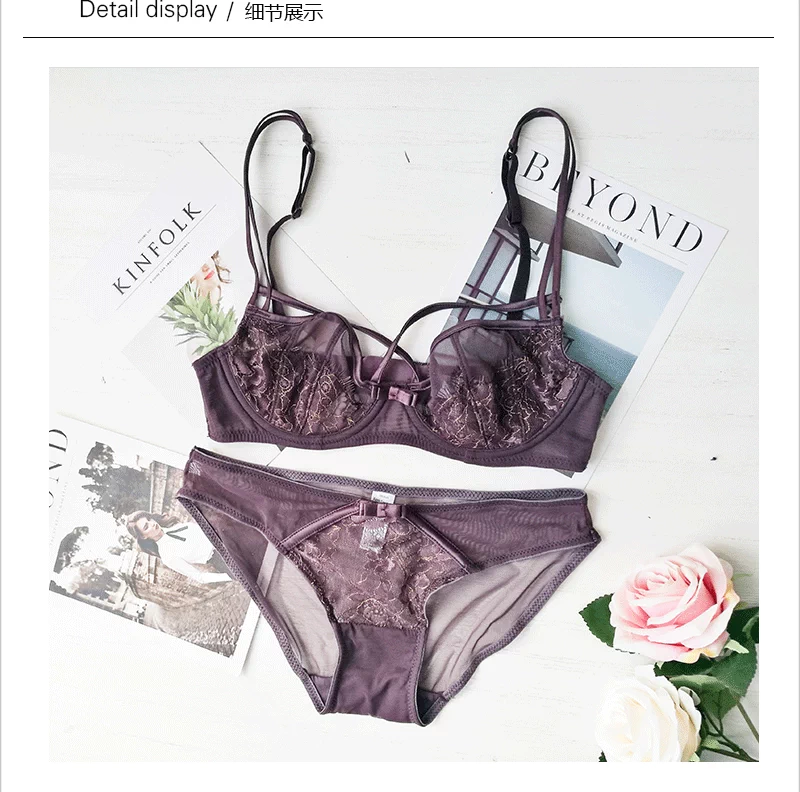Anna mật ong mới gợi cảm không có bọt biển siêu mỏng thoải mái trong suốt đồ lót trong suốt với một nửa áo ngực đặt quần lọt khe 