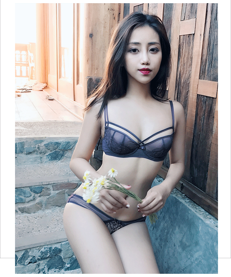 Anna mật ong mới gợi cảm không có bọt biển siêu mỏng thoải mái trong suốt đồ lót trong suốt với một nửa áo ngực đặt quần chip ren