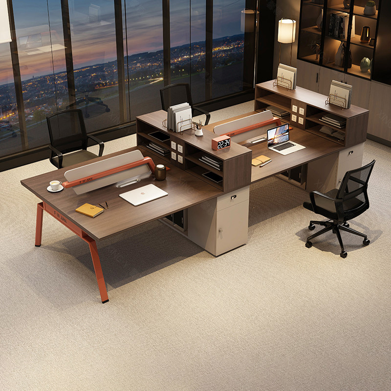 Staff Desk and Chair Combination Simple Modern 4/6 Person Desk Deck Screen Steel Frame Office Workstation