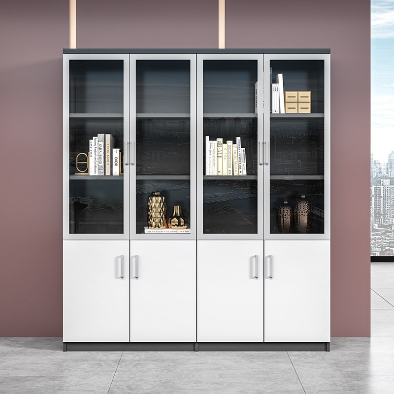 File cabinet data filing cabinet office combination bookcase glass background cabinet storage cabinet wooden office furniture