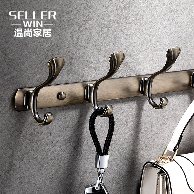 Retro clothes hook free punching towel clothes hook a row of long doors behind the wardrobe coat hook hanging coat light luxury