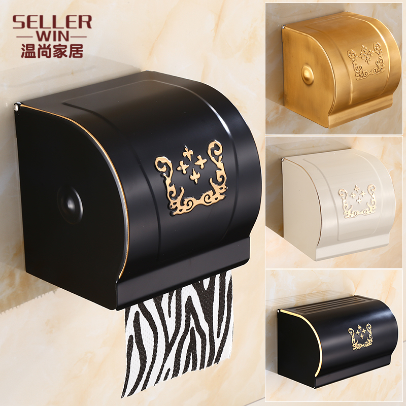 Punch-free paper towels box European-style carved wall-mounted dressing room drum toilet paper box Home waterproof containing paper towel rack toilet paper