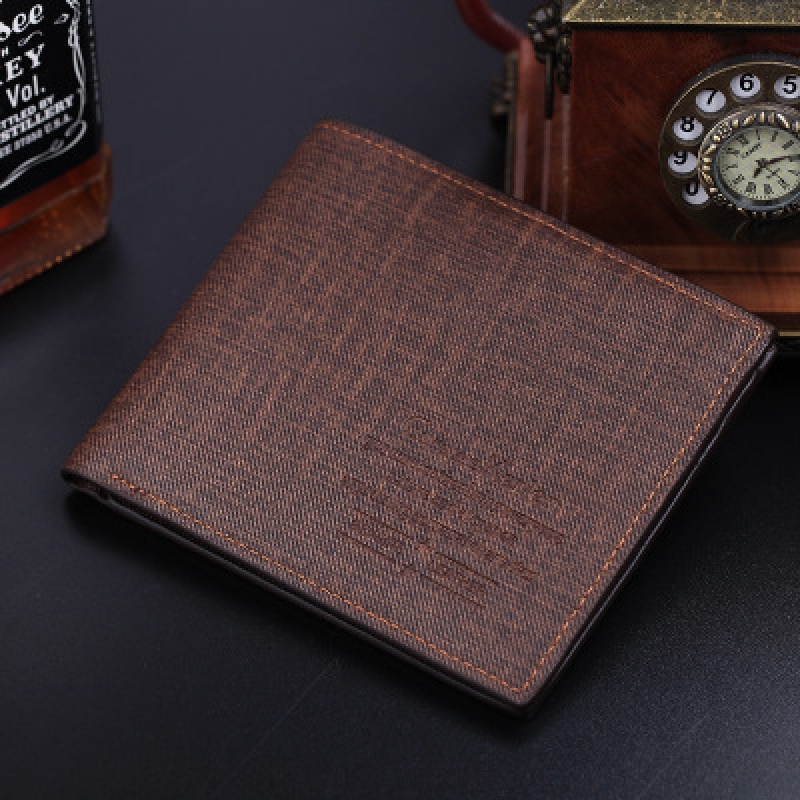 Wallet của nam giới ngắn denim vải trẻ siêu mỏng của nam giới sinh viên ví thời trang Saon nhỏ tiền kẹp thủy triều nam