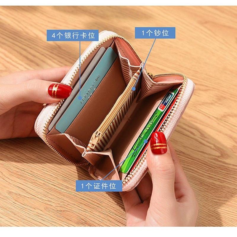 gói thẻ với thủy triều nữ zippered ins một ví da mềm mại khi cắt ngắn Sen đa chức năng dây đeo cổ tay zero ví