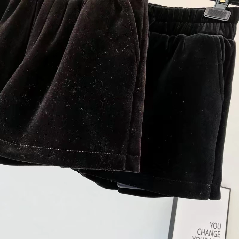 Quần short ống rộng cạp cao nữ mùa thu đông 2018 mới Một từ rộng eo cao bên ngoài mặc quần bốt là quần ống rộng ống rộng