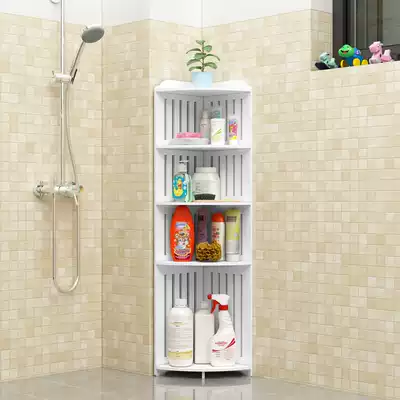Bathroom triangle dressing table finishing rack-free multi-layer dressing room corner rack floor rack waterproof