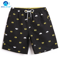 Beach Pants Men Speed Dry Big Code Easy Shorts Shorts Casual Pants 50% Pants Big Pants Damp Men With Inner Lining Black Lightning Bolt