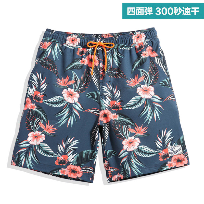 Hot spring vacation couple beach pants men's quick-drying loose large size shorts women's boxer swimming trunks suit can be launched by the sea