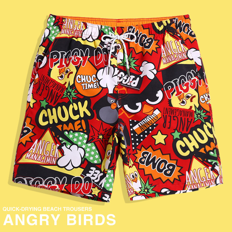 Beach pants men's fashion loose loose quick-drying suit cartoon shorts seaside vacation large size sexy surf swimming trunks
