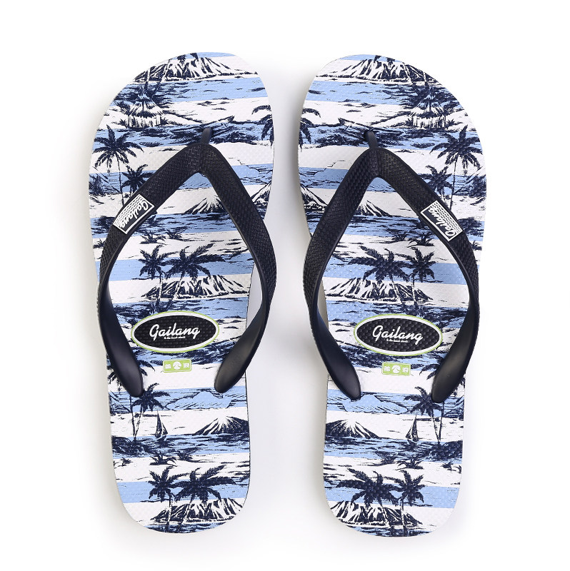 Men's flip-flops outdoor non-slip outdoor men's sandals clip-on printed slippers casual rubber beach men's shoes trend