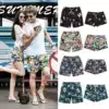 Men's quick-drying beach pants vacation five-point pants Printed large size loose shorts Seaside couple female swimming trunks boxers