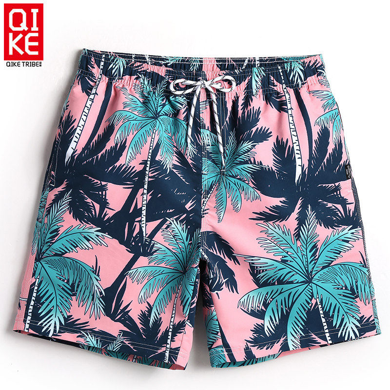 Holiday Beach Pants Men's Speed Dry Beach Pants Sport Large Size Pink Coconut Tree Casual Fashion Comfort Easy 50% Pants