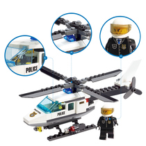 Compatible Lego Military Aircraft Police Helicopter Children Enlightenment Puzzle Assembly With Man Puppet Building Boy Toy