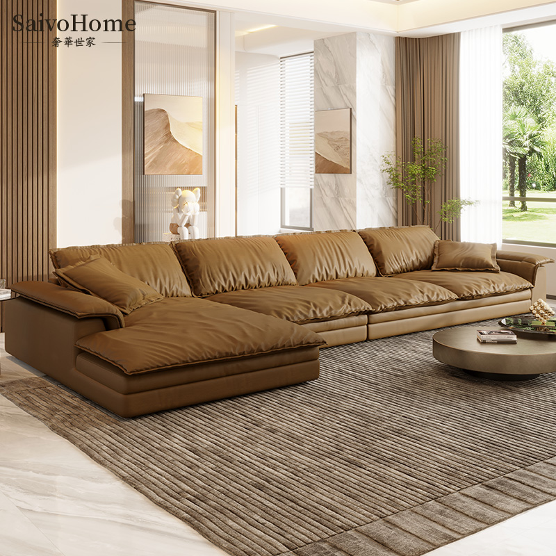 Fancy light and luxurious tech cloth sofa modern minimalist down big small family home living room Guido with great seated deep sofa