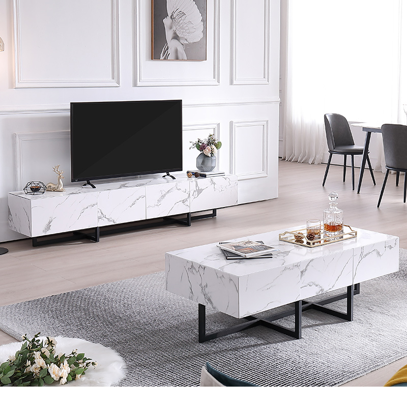 Light luxury tea table TV cabinet Marble storage Tea table Minimum Italian Living room furniture(new)