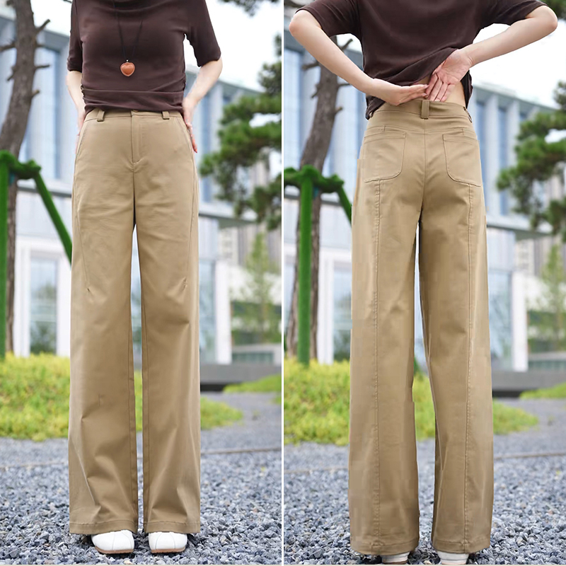 Khaki Wide-Leg Pants for Women, 2025 Autumn New Style, Trendy Long Pants, Fashionable Drape, Slim-Fit Casual Straight-Leg Pants