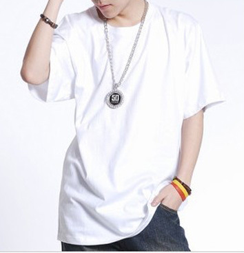Summer Hip-Hop Street Dance Short-Sleeve T-Shirt, Oversized Men's Plain Cotton Loose-Fitting Solid Color Half-Sleeve